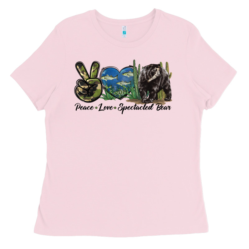 Peace Love Spectacled Bear Ladies Tee by LillyAllenDesigns | Teevron