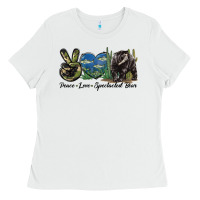 White Peace Love Spectacled Bear Ladies Tee - LillyAllenDesigns
