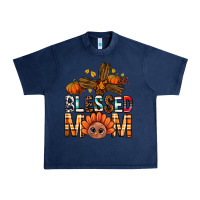 Navy Western Blessed Mom With Cross Urban Heavy Tee - BundleAndBundleShop