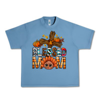 Pebble Blue Western Blessed Mom With Cross Urban Heavy Tee - BundleAndBundleShop
