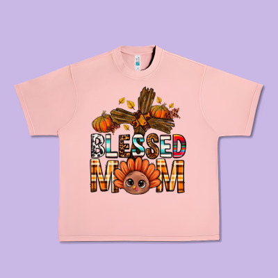 Western Blessed Mom With Cross Urban Heavy Tee Designed By Bundleandbundleshop