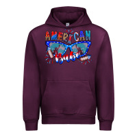 Mauve Wine American babe Urban Hoodie - CowhideDigitalArt