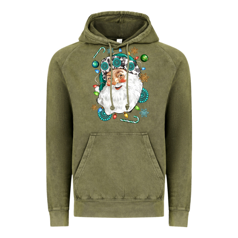 Western Santa Christmas Vintage Hoodie by NancyCooperArtShop | Teevron