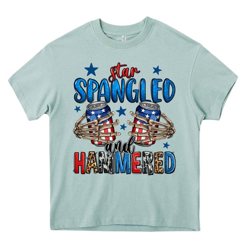 Star Spangled And Hammered Skeleton Hand Heavy Core Tee by Jasminsmagicworld | Teevron