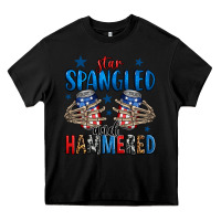 Black star spangled and hammered skeleton hand Heavy Core Tee - Jasminsmagicworld