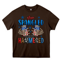 Chocolate Brown star spangled and hammered skeleton hand Heavy Core Tee - Jasminsmagicworld