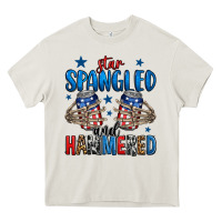 Cream star spangled and hammered skeleton hand Heavy Core Tee - Jasminsmagicworld
