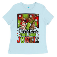 Baby Blue Christmas tree cake junkie Ladies Tee - Jasminsmagicworld