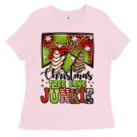 Bubblegum Pink Christmas tree cake junkie Ladies Tee - Jasminsmagicworld