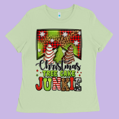 Christmas Tree Cake Junkie Ladies Tee Designed By Jasminsmagicworld