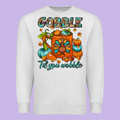 Gobble Til You Wobble Coffee Mug Premium Sweatshirt Designed By Fadigitalartstudio