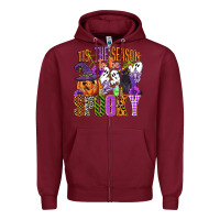 Burgundy tis the season to be spooky Zipper Hoodie - CowGirlArtShop