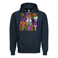 Navy tis the season to be spooky Zipper Hoodie - CowGirlArtShop