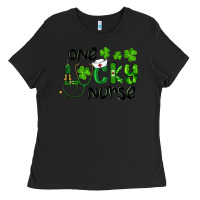 Black Saint Patricks One Lucky Nurse Ladies Tee - RanaPortraitStore