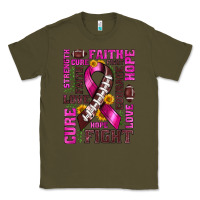 Army Green breast cancer american football ribbon love cure fight bbs Classic Tee - BundleAndBundleShop