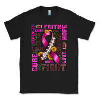 Black breast cancer american football ribbon love cure fight bbs Classic Tee - BundleAndBundleShop