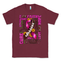 Burgundy breast cancer american football ribbon love cure fight bbs Classic Tee - BundleAndBundleShop