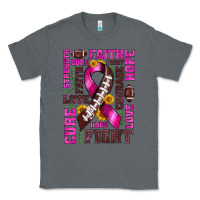 Charcoal Heather breast cancer american football ribbon love cure fight bbs Classic Tee - BundleAndBundleShop