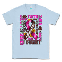 Dusty Blue breast cancer american football ribbon love cure fight bbs Classic Tee - BundleAndBundleShop