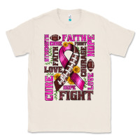 Natural breast cancer american football ribbon love cure fight bbs Classic Tee - BundleAndBundleShop