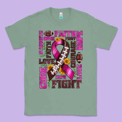 Breast Cancer American Football Ribbon Love Cure Fight Bbs Classic Tee Designed By Bundleandbundleshop
