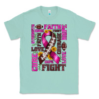 Seafoam breast cancer american football ribbon love cure fight bbs Classic Tee - BundleAndBundleShop