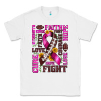 White breast cancer american football ribbon love cure fight bbs Classic Tee - BundleAndBundleShop