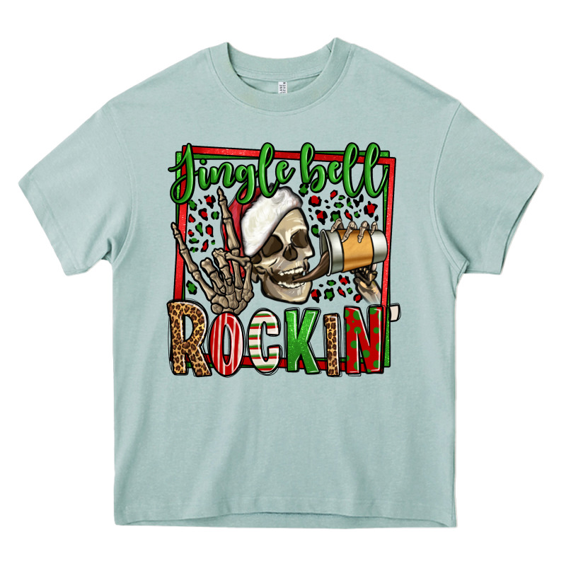 Jingle Bell Rockin Skeleton Christmas Heavy Core Tee by Jasminsmagicworld | Teevron