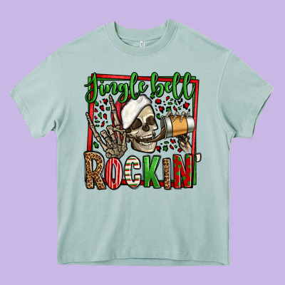 Jingle Bell Rockin Skeleton Christmas Heavy Core Tee Designed By Jasminsmagicworld