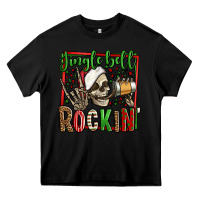 Black jingle bell rockin skeleton christmas Heavy Core Tee - Jasminsmagicworld