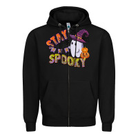 Black stay spooky Zipper Hoodie - CowGirlArtShop