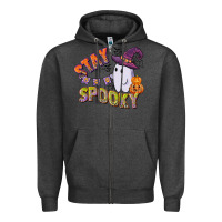 Charcoal Heather stay spooky Zipper Hoodie - CowGirlArtShop