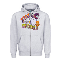 Heather Grey stay spooky Zipper Hoodie - CowGirlArtShop