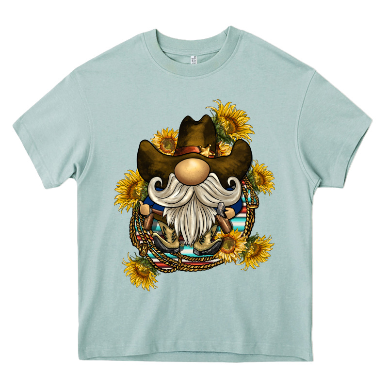 Cowboy Gnome Sunflower Rope Heavy Core Tee by BarkalooDesign | Teevron