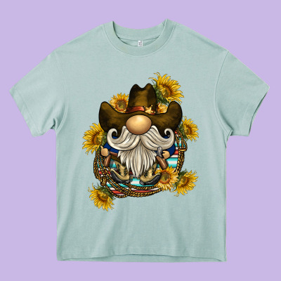 Cowboy Gnome Sunflower Rope Heavy Core Tee Designed By Barkaloodesign