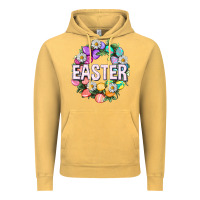 Vintage Mustard Easter with eggs and daisy Vintage Hoodie - NancyCooperArtShop