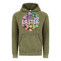 Easter With Eggs And Daisy Vintage Hoodie | Teevron