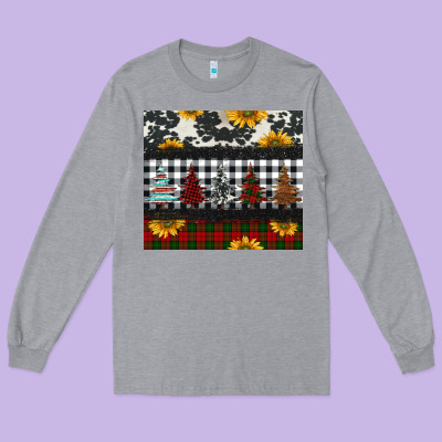 Christmas Trees And Sunflowers Long Sleeve Tee Designed By Jasminsmagicworld