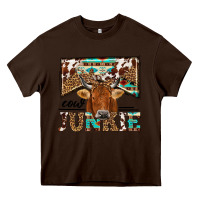 Chocolate Brown cow junkie Heavy Core Tee - NancyCooperArtShop