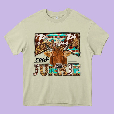 Cow Junkie Heavy Core Tee Designed By Nancycooperartshop