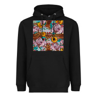 Black Western Landrace Pig With Sunflowers Seamless Heavyweight Hoodie - FaDigitalArtStudio