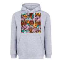 Heather Grey Western Landrace Pig With Sunflowers Seamless Heavyweight Hoodie - FaDigitalArtStudio