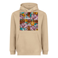Mushroom Western Landrace Pig With Sunflowers Seamless Heavyweight Hoodie - FaDigitalArtStudio