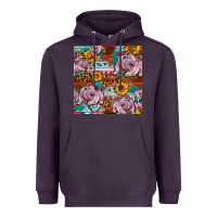 Plum Western Landrace Pig With Sunflowers Seamless Heavyweight Hoodie - FaDigitalArtStudio