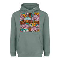 Sage Western Landrace Pig With Sunflowers Seamless Heavyweight Hoodie - FaDigitalArtStudio