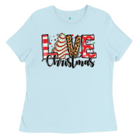 Baby Blue love christmas tree cake Ladies Tee - Jasminsmagicworld