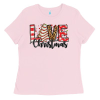Bubblegum Pink love christmas tree cake Ladies Tee - Jasminsmagicworld