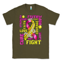 Army Green breast cancer softball ribbon love cure fight bbs Classic Tee - BundleAndBundleShop