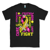 Black breast cancer softball ribbon love cure fight bbs Classic Tee - BundleAndBundleShop