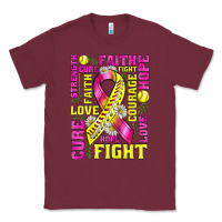 Burgundy breast cancer softball ribbon love cure fight bbs Classic Tee - BundleAndBundleShop